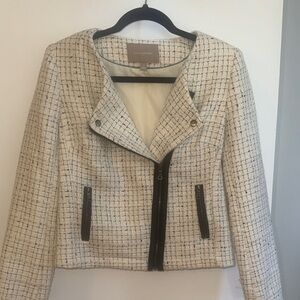 Banana Republic Cream Tweed Blazer with Black Details